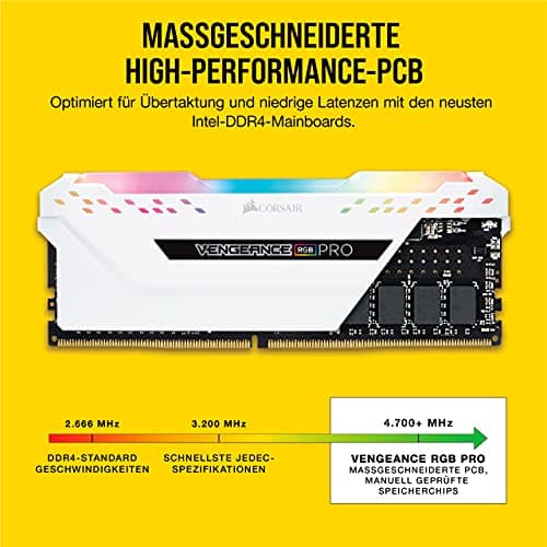 CORSAIR VENGEANCE RGB PRO 32GB (2x16GB) DDR4 Bis zu 3200MHz (PC4-25600) CL16 Desktop-Speicher – Weiß Weiß 2 x 16 GB DRAM Bild 7