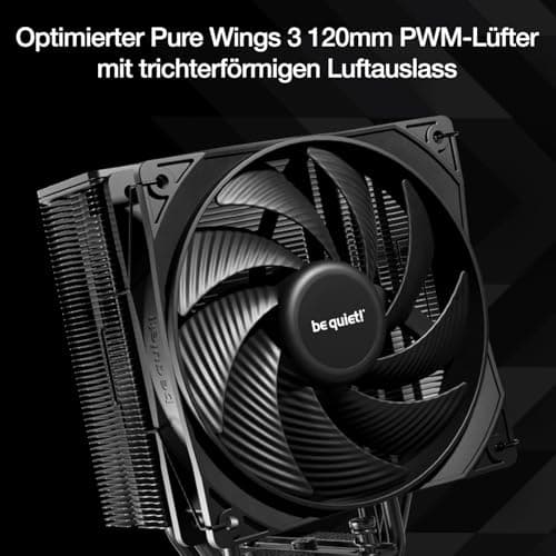 be quiet! Pure Rock 3 Black Luftkühler, sehr hohe Kühlleistung, 4 Hochleistungs-Heatpipes mit HDT-Technologie, optimierter Pure Wings 3 120mm PWM- Lüfter, vorinstallierte Montagebrücke Bild 8