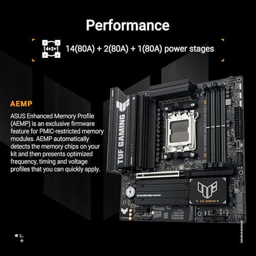 ASUS TUF Gaming B850M-PLUS WIFI7 Mainboard Sockel AMD AM5 (Micro-ATX, DDR5, PCIe 5.0, 3X M.2 Slots, Realtek 2.5Gb Ethernet, Rear USB 20Gbps Typ-C, Front USB 10Gbps Typ-C) Bild 6