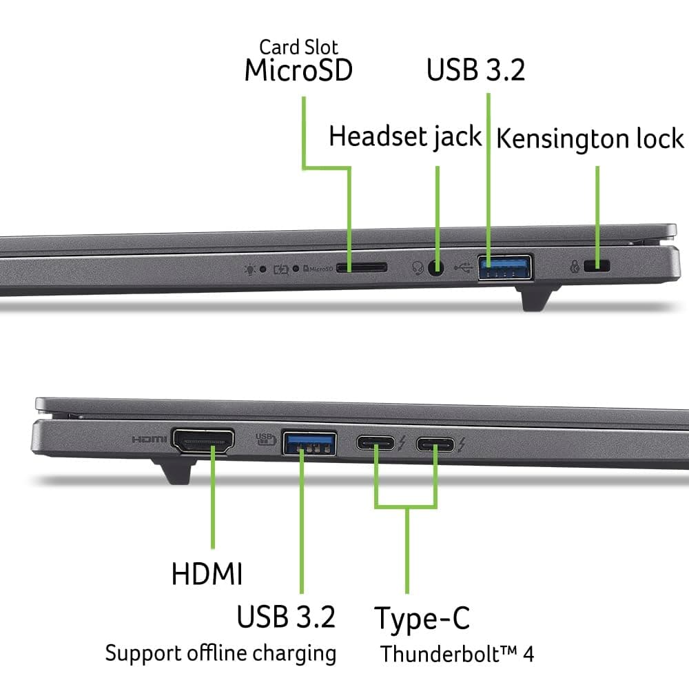 Acer Aspire 16 AI (A16-52M-52PX) KI Laptop, Copilot+ PC, 16" WUXGA+ OLED 120Hz Display, Intel Core Ultra 5 226V, 16 GB RAM, 1 TB SSD, Intel Arc Grafik 130V, Windows 11, QWERTZ Tastatur, grau Bild 5