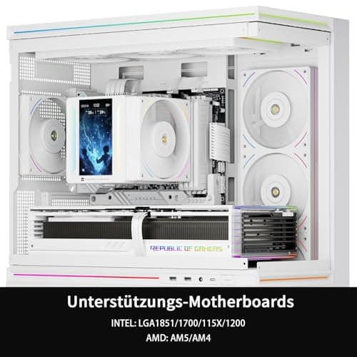 Thermalright TR Peerless Assassin 120 VISION MAX ARGB White CPU-Luftkühler, Dual-Tower Kühler 2150 U/min, 5 Zoll IPS Display (480x854 Auflösung), PC-Kühler für Intel LGA1851/1700/115x und AMD AM4/AM5 Weiß-PA120 VISION MAX ARGB WHITE Bild 4