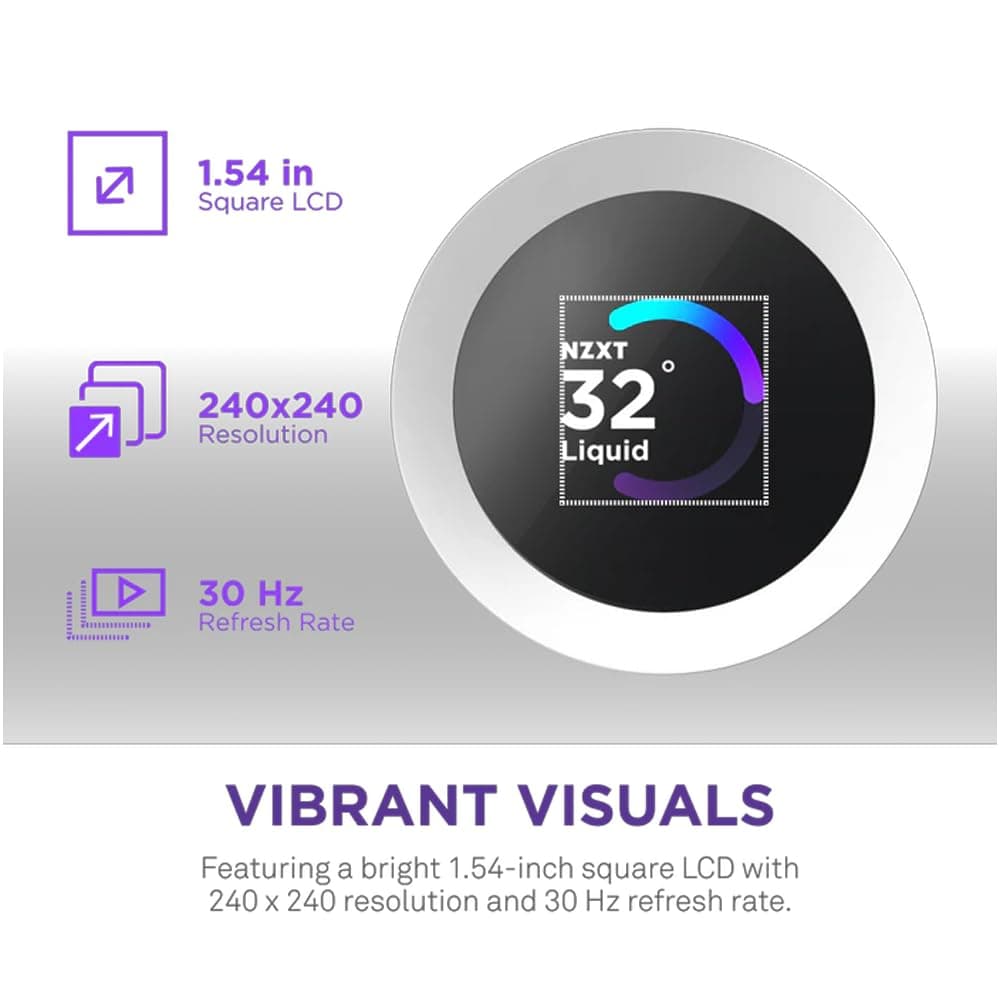NZXT Kraken Plus 360 RGB – AIO CPU-Flüssigkeitskühler – Anpassbares LCD-Display – Hochleistungs-Lüfter – Kompatibel mit Intel® & AMD® Sockel – Weiß Kraken Plus RGB 2025 360mm Weiß Bild 6