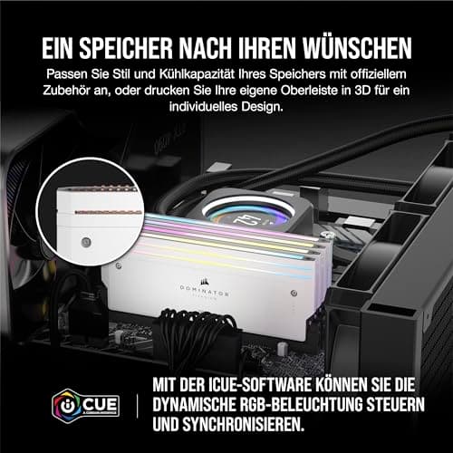 CORSAIR Dominator Titanium RGB DDR5 RAM 96GB (2x48GB) Bis zu 6400MHz CL32 Intel XMP 3.0 Desktop-Arbeitsspeicher – Weiß (CMP96GX5M2B6400C32W) 96GB (2x48GB) Weiß Bild 8