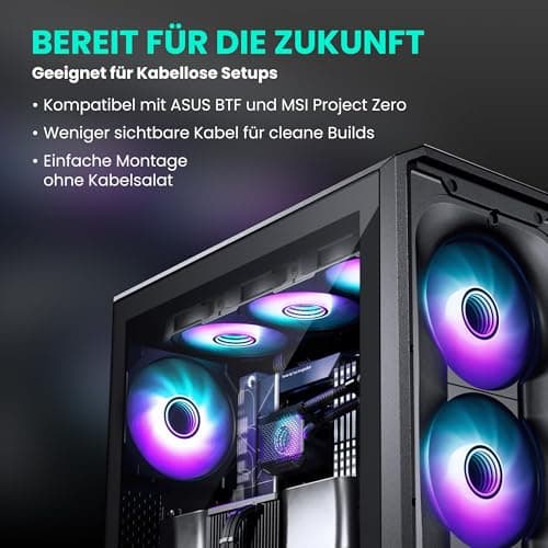 PHANTEKS Eclipse G400A Gaming Midi Tower Schwarz – PC Gehäuse mit 4X 140-mm-D-RGB-Lüftern, Tempered Glass, Mesh-Front, E-ATX kompatibel, 360mm Radiator Support, optimiertes Kabelmanagement Bild 8