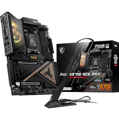 MSI MEG X870E ACE MAX Mainboard, ATX - Unterstützt AMD Ryzen 9000/8000 / 7000 Prozessoren, AM5-64MB BIOS ROM, 110A SPS VRM, DDR5 Speicher (bis zu 9000+ MT/s OC), M.2 & PCIe 5.0, USB4, Wi-Fi 7