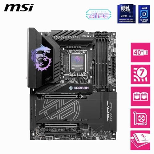 MSI MPG Z890 Carbon WiFi Mainboard, ATX - Unterstützt Intel Core Ultra Prozessoren (Series 2), LGA 1851-110A SPS VRM, DDR5 Memory Boost 9200+ MT/s (OC), PCIe 5.0 x16 & 4.0 x16, M.2 Gen5, Wi-Fi 7 Bild 4