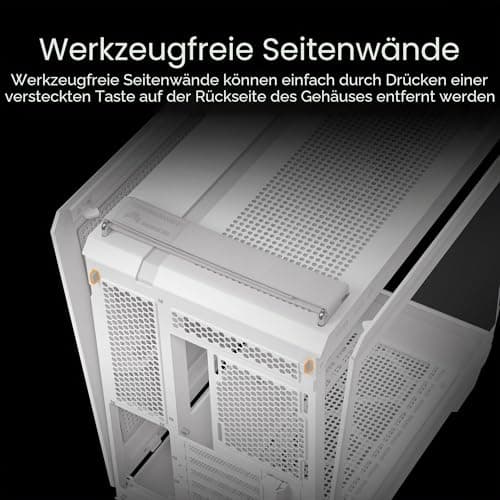 ASUS TUF Gaming GT502 Horizon TG ARGB White modulares Zweikammer-Gehäuse (Panoramadesign, 4 vorinstallierte ARGB-Lüfter, Front Panel High-Speed USB Type-C, weiß) Bild 8