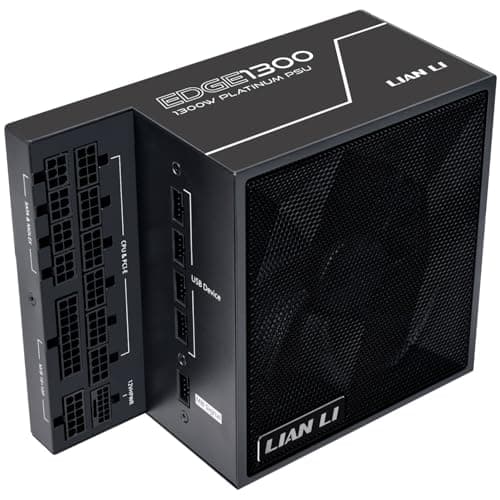 Lian Li Edge EG1300 PC Netzteil, 1300 Watt, PCIe 5.1, ATX 3.0 PSU | ATX 3.1, 80 Plus Platinum, modular, mit Sleeved Cable Kit, 12VHPWR für NVIDIA RTX, leiser Lüfter, integrierter USB Hub - Schwarz 1300W Schwarz Bild 2