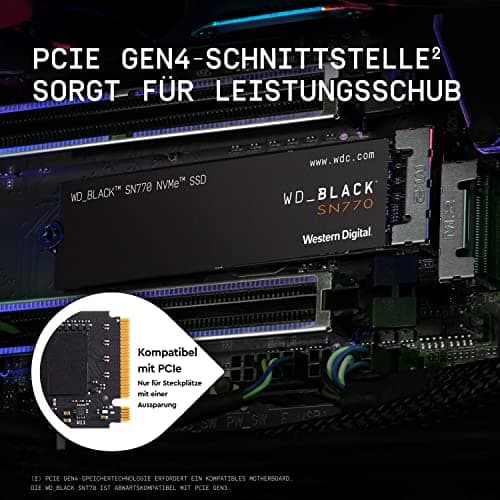 WD_BLACK SN770 NVMe SSD 2 TB (High-Performance, Gaming, PCIe Gen4, M.2 2280, Lesen 5.150 MB/s, Schreiben 4.850 MB/s) Schwarz Bild 6