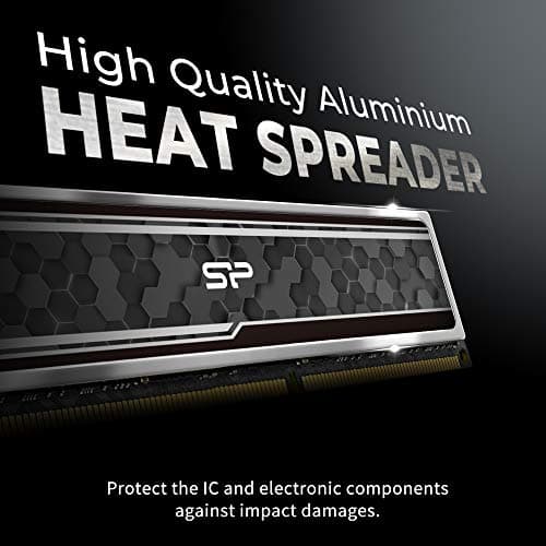 Silicon Power SP016GXLZU320BDAJ5 hochwertiger DDR4 RAM für Gaming, 16 GB (8 GB x 2), 3200 MHz (PC4 25600), CL 16, 1,35 V, Desktop-Arbeitsspeicher mit Kühlkörper, Grau (Camouflage Grey) Bild 4