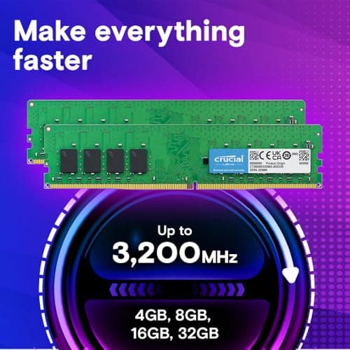 Crucial RAM 16GB DDR4 3200MHz CL22 (2933MHz oder 2666MHz) Desktop Arbeitsspeicher CT16G4DFRA32A 3200MHz 16GB Bild 3