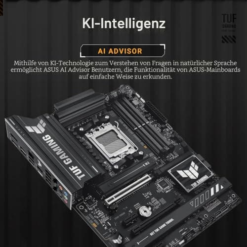 ASUS TUF Gaming B850-PLUS WiFi AMD AM5 B850 ATX Motherboard, 14+2+1 80A Stufen, AI Ready, DDR5, PCIe 5.0, 3X M.2, Wi-Fi 7, 2.5Gb LAN, DisplayPort, HDMI™, USB 10Gbps & 20Gbps Type-C®, BIOS Flashback™ Bild 4