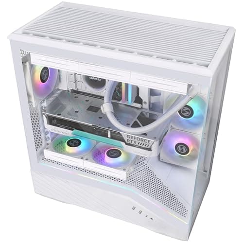 LIAN LI Vector V100 PC-Gehäuse Weiß – ATX Midi-Tower mit Tempered Glass, RGB-Beleuchtung, 4X 120-mm-Lüfter, Platz für 360mm Radiator, GPU bis 415mm, Back Connect kompatibel Bild 8