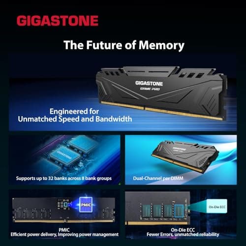 【DDR5 RAM】GIGASTONE Game PRO 128GB Kit (4x32GB) DDR5 6400MHz PC5-51200 CL40-40-40-84 Intel XMP 3.0 AMD Expo 1.35V UDIMM 288 Pin Unbuffered Non ECC High Performance Gaming Desktop Memory - Schwarz Bild 8