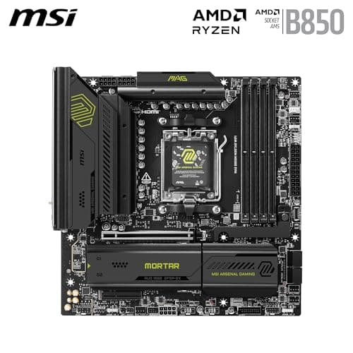 MSI MAG B850M Mortar WiFi Mainboard, mATX - Unterstützt AMD Ryzen 9000/8000 / 7000 Prozessoren, AM5-60A SPS VRM, DDR5 Memory Boost 8200+ MT/s (OC), PCIe 5.0 x16, M.2 Gen5, Wi-Fi 7, 5G LAN Bild 5