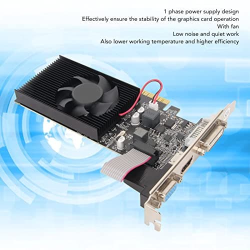 Bewinner 1G DDR3-Grafikkarte, Gaming-Video-Grafikkarte mit Schnellem Lüfter, 64-Bit-HDMI-DVI-VGA-Desktop-Grafikkarte für PC Bild 4