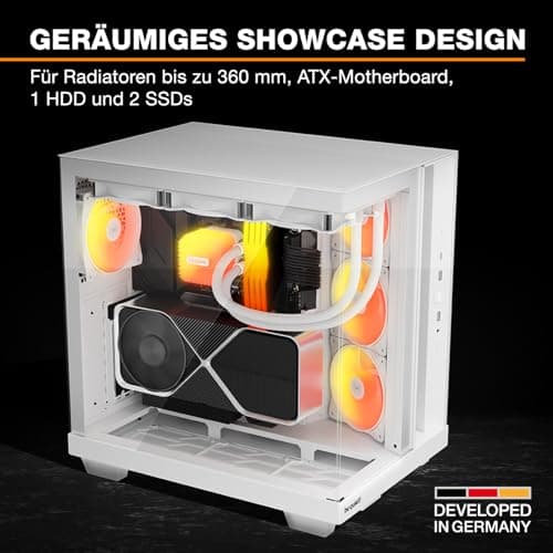be quiet! Light Base 500 LX White PC-Gehäuse, vollständig verglaste Front- und Seitenpaneele, Show Case, Dual Chamber Design, ARGB-Lüfter-Hub, 4 Light Wings LX PWM-Lüfter rückseitiges Anschlussdesign Bild 6