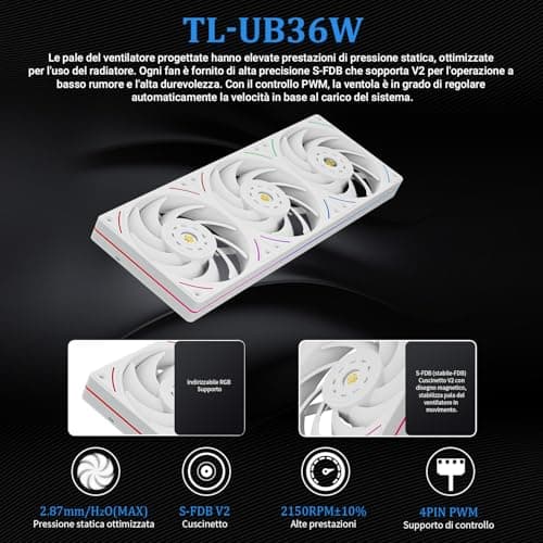 TR Wonder Vision 360 UB ARGB Prozessor-Wasserkühlung, 67 Zoll mit Auflösung von 2400 x 1080, für AM4 / AM5, LGA1851 / 1700, Bildschirmverhältnis im visuellen Maßstab 7:3 für 3D WHITE Bild 8