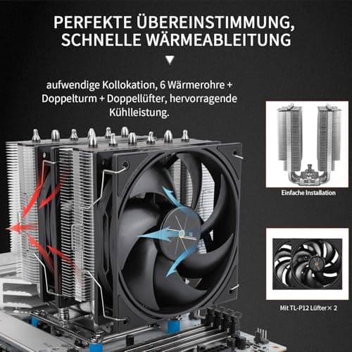Thermalright Peerless Assassin 120 SE V3 CPU Luftkühler, 6 Heatpipes, Double Tower Doppellüfter, TL-P12 PWM Lüfter, Aluminium Kühlkörperabdeckung, für AM4/AM5,Intel LGA1851/1700/1150/1200(PA120SE V3) PA120 SE V3 Bild 8