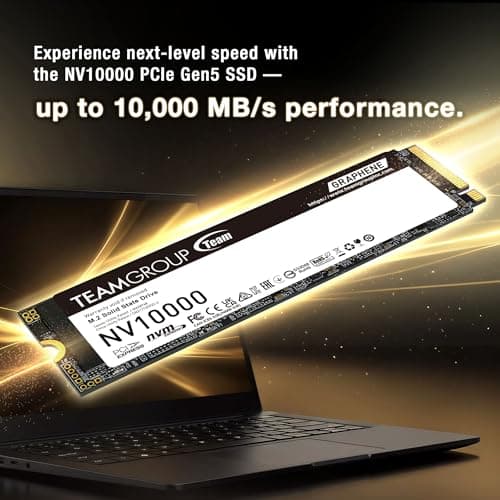 TEAMGROUP NV10000 2TB SLC Cache NVMe PCIe 5.0 Gen5x4 M.2 2280 Laptop Desktop SSD Lese-/Schreibgeschwindigkeit bis zu 10.000/8500MB/s TM8FGP002T0C101 Bild 8