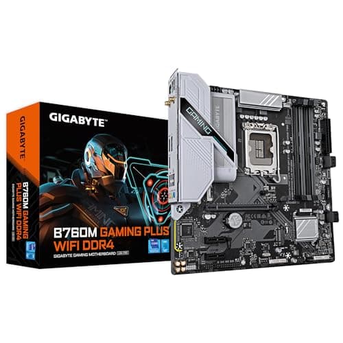GIGABYTE B760M Gaming Plus WiFi DDR4-Mainboard - Unterstützt 14. Gen. Intel Core CPUs, 4+1+1 Phasen VRM, bis zu 5333 MHz DDR4 (OC), 2xPCIe 4.0 M.2, Wi-Fi 6, 1 GbE LAN, USB 3.2 Gen 1