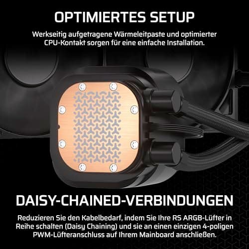 Corsair Nautilus 240 RS CPU-Flüssigkeitskühler – 240mm AIO – Geräuscharm – Direkter Mainboard-Anschluss – Intel LGA 1851/1700, AMD AM5/AM4 – 2X RS120-Ventilatoren Inbegriffen – Schwarz Bild 6