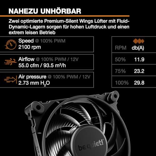 be quiet! Dark Rock Pro 5 Luftkühler, immens hohe Kühlleistung, 7 Hochleistungs-Heatpipes, Silent Wings 120mm PWM Lüfter, Silent Wings 135mm PWM Lüfter, nahezu unhörbarer Betrieb, Speed Switch Bild 6