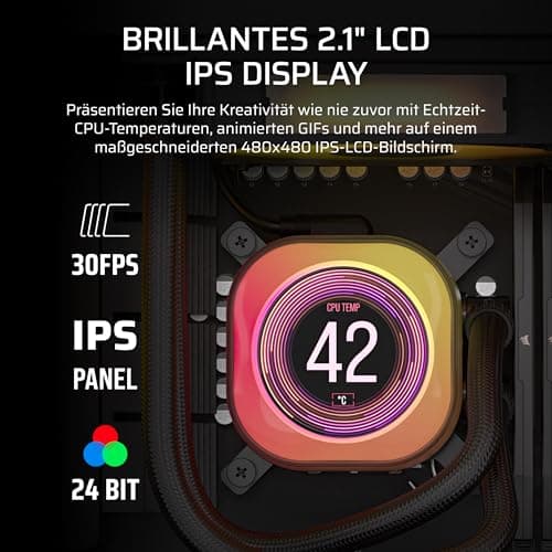 Corsair iCUE LINK Titan 240 RX LCD CPU-Flüssigkeitskühler – 240mm AIO – FlowDrive-Kühl-Engine – Intel LGA 1851/1700, AMD AM5/AM4 – 2X RX120 RGB-Lüfter – iCUE LINK-System-Hub Inbegriffen – Schwarz Bild 8