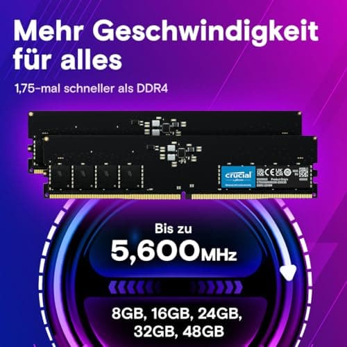 Crucial DDR5 RAM 64GB Kit (2x32GB) 4800MHz, PC Computer Arbeitsspeicher, CL40 - CT2K32G48C40U5 Bild 6