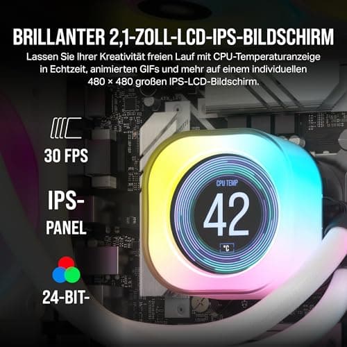 CORSAIR iCUE LINK AIO LCD-Bildschirmmodul - 2.1" IPS LCD-Bildschirm - 24 Einzeln Adressierbare RGB-LEDs - Werkzeuglose Installation - Weiß Bild 8