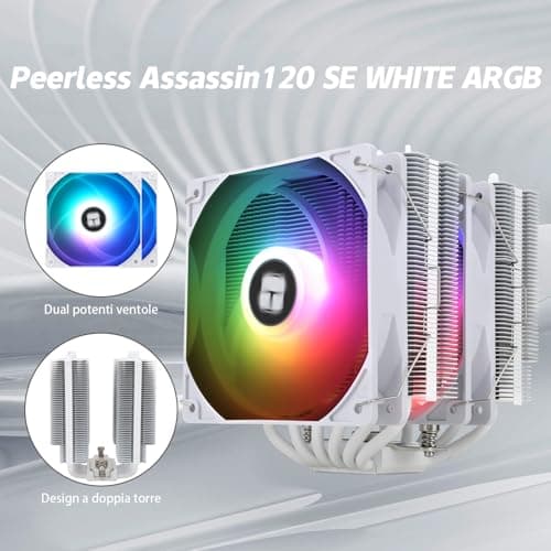 TR Peerless Assassin 120 SE ARGB weißer CPU-Luftkühler, 6 Heatpipes CPU-Kühler, Dual Lüfter 120 mm C12CW-S PWM, AGHP-Technologie, für AMD AM4 AM5/Intel 1700/1150/1151/1200 PA120 SE WHITE ARGB Bild 4