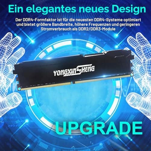 Yongxinsheng DDR4 2666MHz 16GB Desktop RAM PC4-21300 UDIMM Non-ECC Unbuffered 1.2V 288-Pin CL19 PC Computer Memory Upgrade Module Arbeitsspeicher 16GB 2666 MHz Schwarz Bild 3