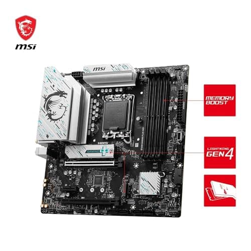 MSI B760M Gaming Plus WiFi Motherboard, mATX - Unterstützt Intel Core Prozessoren der 14., 13. und 12. Generation, LGA 1700 - DDR5 6800+MHz/OC, 1x PCIe 4.0 x16, 2 x M.2 Gen4, 2.5G LAN, Wi-Fi 6E Bild 5