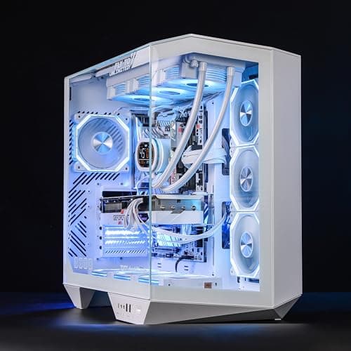 darkFlash Full-Tower ATX Gaming-PC-Gehäuse, Rückseitig Einsteckbares Motherboard, Zwei Kammern, Panorama-Glas, bis zu 2 x 360 mm Radiatoren, RTX 40-Kompatibel (DY470) (1 PWM-ARGB-Lüfter, Weiß) Weiß 1 PWM-ARGB-Lüfter Bild 6