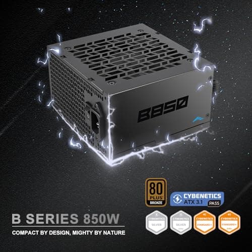 SAMA B850 850W ATX 3.1 Netzteil, 80+ Bronze Zertifiziert, PCIe 5.1 450W Unterstützung, Non-Modular, 120mm Leiser Temperaturgesteuerter Lüfter, Active PFC, 3-Jährige Garantie für Gaming PC/Workstation Bild 4