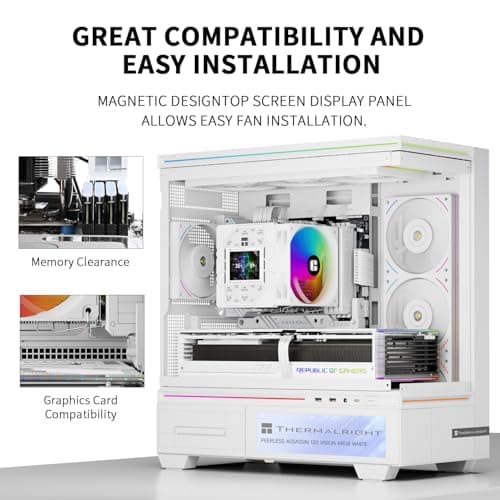 Thermalright Peerless Assassin 120 Vision ARGB CPU-Kühler, PC-Kühlung, 6 Heatpipes, 7,1 cm (2,8 Zoll) magnetisches Display mit 320 x 240 Auflösung, für AM4/AM5 und Intel LGA1700/1851, Weiß Bild 8