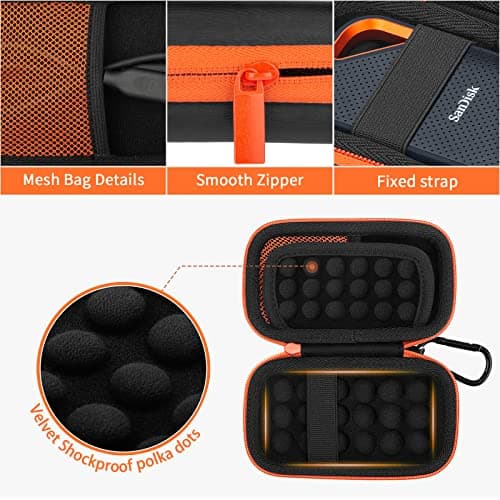 YINKE Schutzhülle für SanDisk Extreme/Pro, Crucial BX500/X8, WD My Passport, tragbar, SSD, Eva-Hartschale, Transporttasche Rot/Ausflug, einfarbig (Getaway Solids) Bild 6