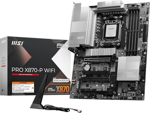 MSI Pro X870-P WiFi ProSeries Mainboard AMD Ryzen 9000/8000/7000, AM5, DDR5, PCIe 5.0, M.2 Gen5, SATA 6Gb/s, USB 40Gbps, HDMI/DP, WLAN, Bluetooth 5.4, 5Gbps, ATX