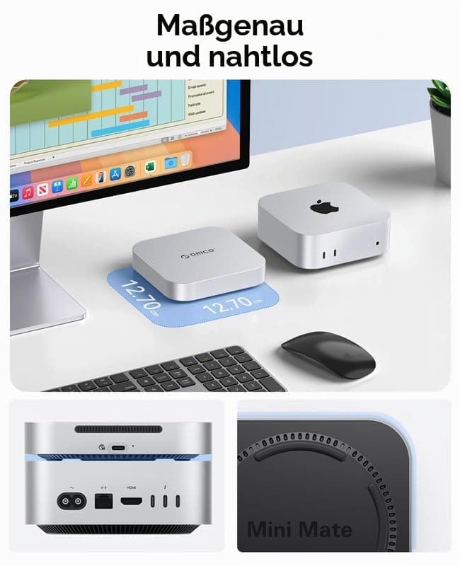 ORICO Minimate Mac mini M4 SSD 4 TB Speicher, Externe SSD, Externe NVMe-SSD (Nicht austauschbar) Kompatibilität mit Mac mini M4(10Gbps), USB 3.2 Gen 2 * 2(20Gbps) Plug-and-Play– Silber 4TB Bild 3