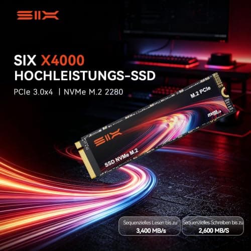 SIX X4000 1T M.2 SSD PCIe Gen3x4 NVME SSD Interne Solid-State-Laufwerk - bis zu 3.000MB/s Lesen, 1.300MB/s Schreiben Bild 7