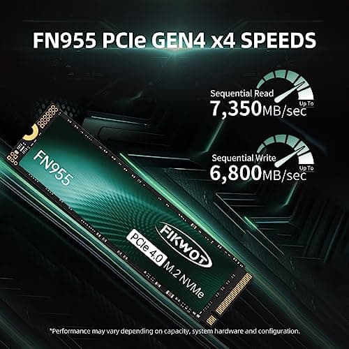 Fikwot FN955 1TB M.2 PCIe Gen4 Internes Solid State Drive mit Graphene Kühlaufkleber - Bis zu 7350 MB/s, Dynamischer SLC Cache, Kompatibel mit Laptops und PC Desktops Bild 4
