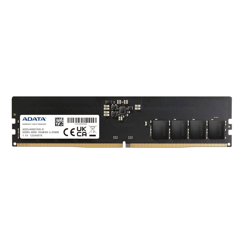 ADATA Premier, 16 GB, DDR5, 4800 MHz (PC5-38400), CL40, 1,1 V, ECC, DIMM Memory, AD5U480016G-S, Schwarz Bild 2