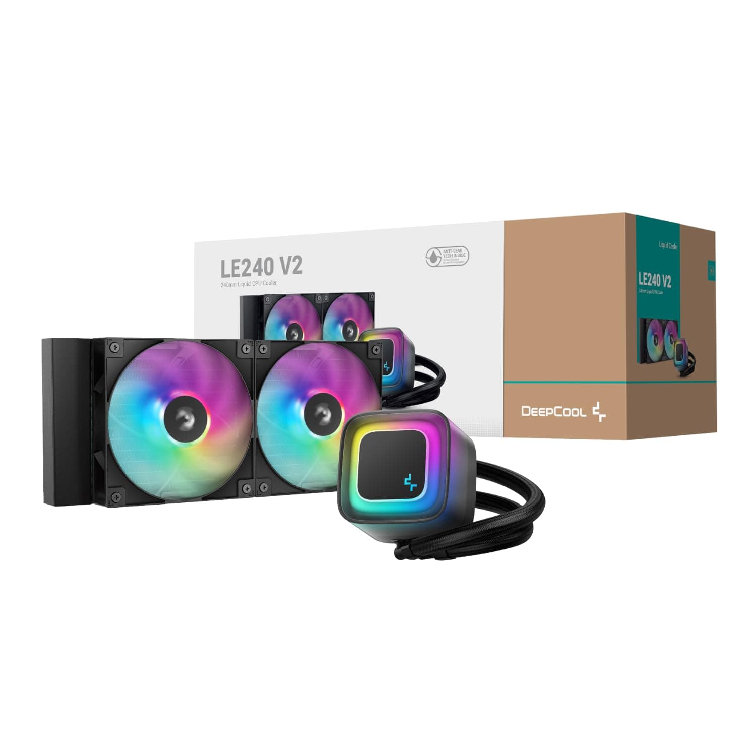 Deepcool Le240 V2 240 mm flüssiger CPU-Kühler, Dual 120 mm Argb Lüfter, auslaufsicher, Tech Qu Bild 2