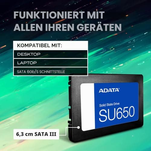 SSD ADATA SU650 2,5 512 GB, ASU650SS-512GT-R, Schwarz Bild 8