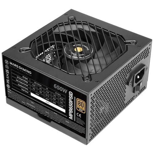 Mars Gaming MPB650PSID, PC-Netzteil 650W, 10 Jahre Garantie, 80Plus Gold 90%, Lüfter SI Extreme Silence, Technologien AI2-RPM, DC-DC und SMD, Anschlüsse ATX 3.1 und PCIe 5.1, Schwarz