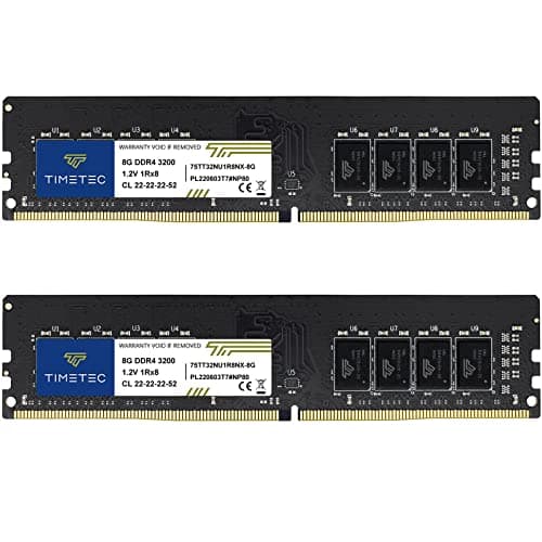 Timetec 16GB KIT (2x8GB) DDR4 3200MHz (PC4-3200AA) PC4-25600 UDIMM für Desktop-PCs – Non-ECC Unbuffered, 288-Pin, 1,2V, CL22 DIMM-Speichermodul