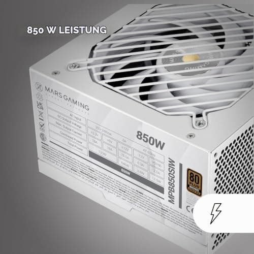 MARSGAMING MPB850SI, PC-ATX-Netzteil 850W, 7 Jahre Garantie, 80Plus Bronze 230V, 90% Effizienz, SI Extreme Silence Lüfter mit Kupferkern, AI2-RPM-, DC-DC- und SMD-Technologien, Weiß MPB850SIW Bild 8
