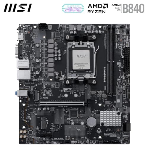 MSI PRO B840M-B Mainboard, mATX - Unterstützt AMD Ryzen 9000/8000 / 7000 Prozessoren, AM5 - DDR5 Memory Boost (8000+ MT/s OC), PCIe 4.0 x16, M.2 Gen4, 2.5G LAN Bild 4
