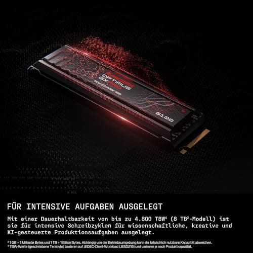 SANDISK Optimus GX PRO 8100 PCIe Gen 5 NVMe SSD mit Kühlkörper 8 TB (sequenzielle Lese-/Schreibgeschwindigkeiten von bis zu 14.900/13.200 MB/s, TLC 3D CBA NAND, bis zu 4.800 TBW) Heatsink 8 TB Bild 8