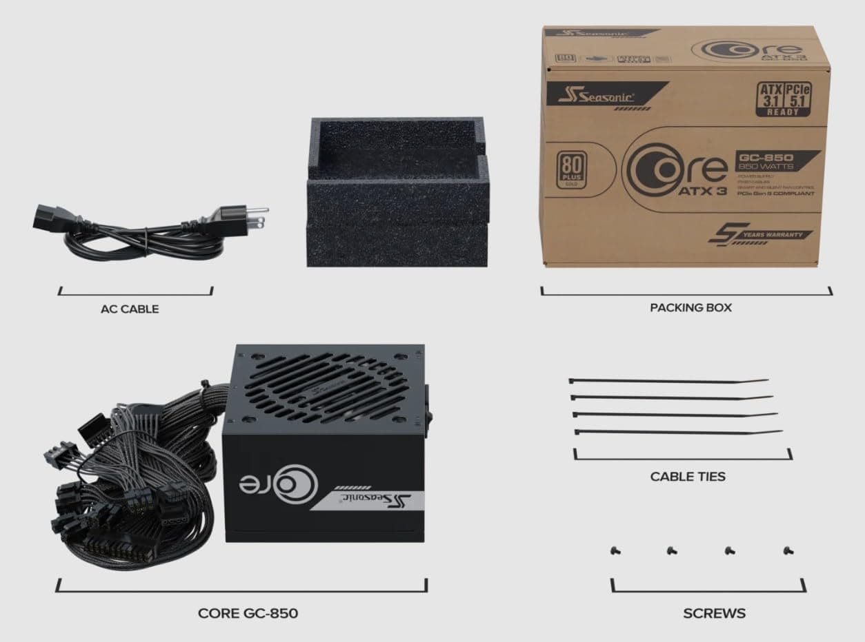 Seasonic Netzteil 850W Core GC-850 ATX3 (80+Gold) Bild 3